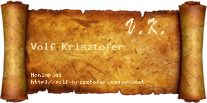 Volf Krisztofer névjegykártya